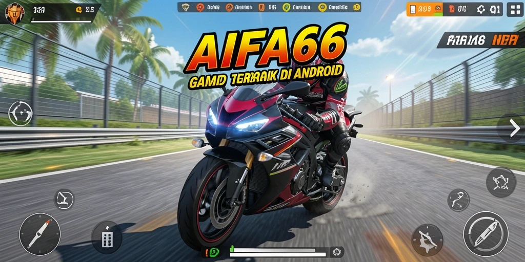 Tampilan gameplay seru dalam AIFA66, balap motor yang menantang.