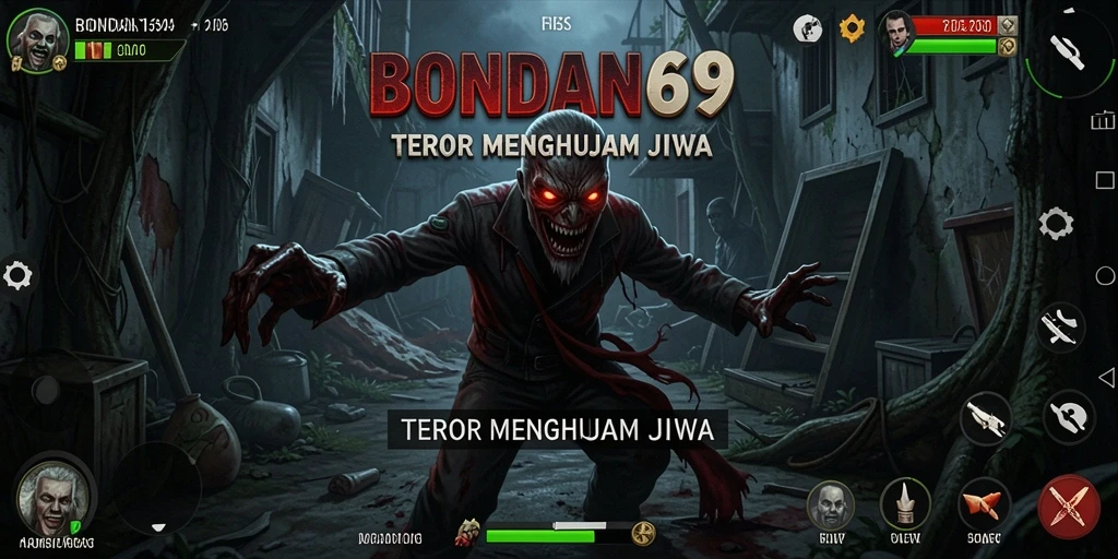 Tampilan menyeramkan gameplay BONDAN69 saat menjelajahi lokasi yang angker.