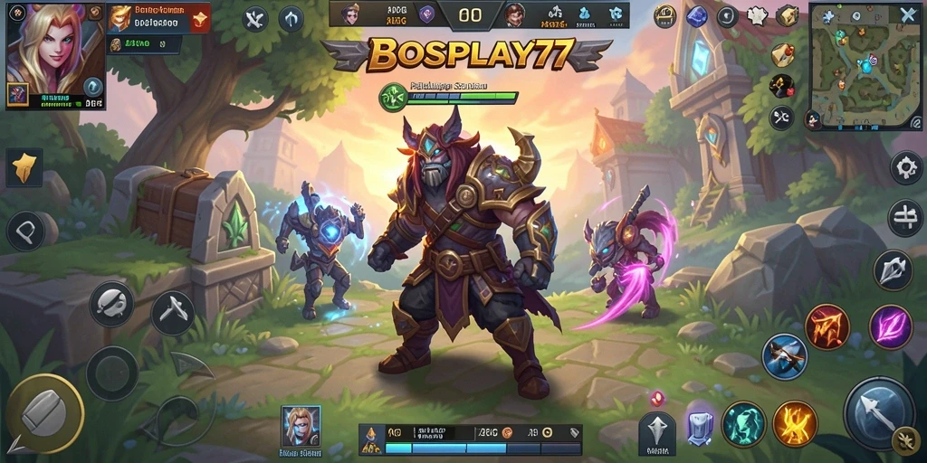 Screenshot gameplay BOSPLAY77 menampilkan pertempuran epik dan grafis menawan.