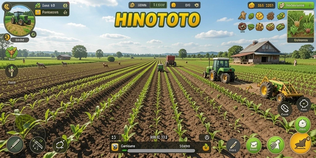 Gameplay menarik HINOTOTO dengan aktivitas bertani yang seru.