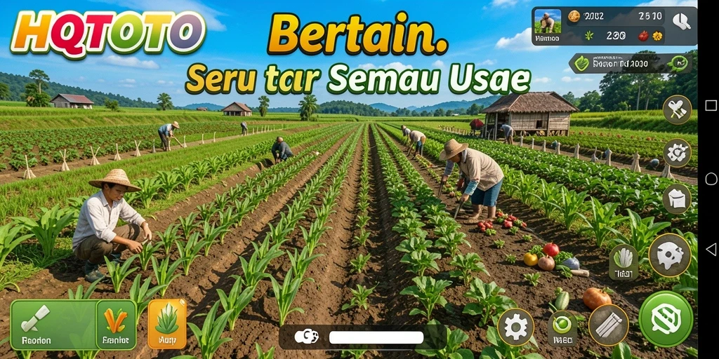 Tampilan screenshot HQTOTO menampilkan kebun yang rapi dan berwarna-warni.