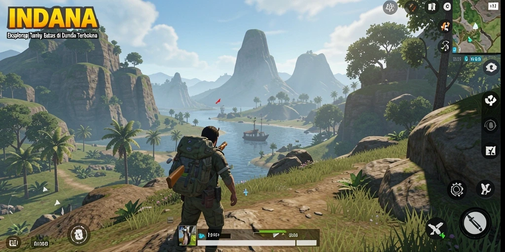 Tangkapan layar gameplay INDAAA menampilkan dunia yang luas dan penuh petualangan.