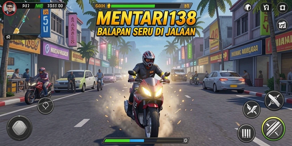 Gameplay seru MENTARI138 dengan mobil balap yang cepat.