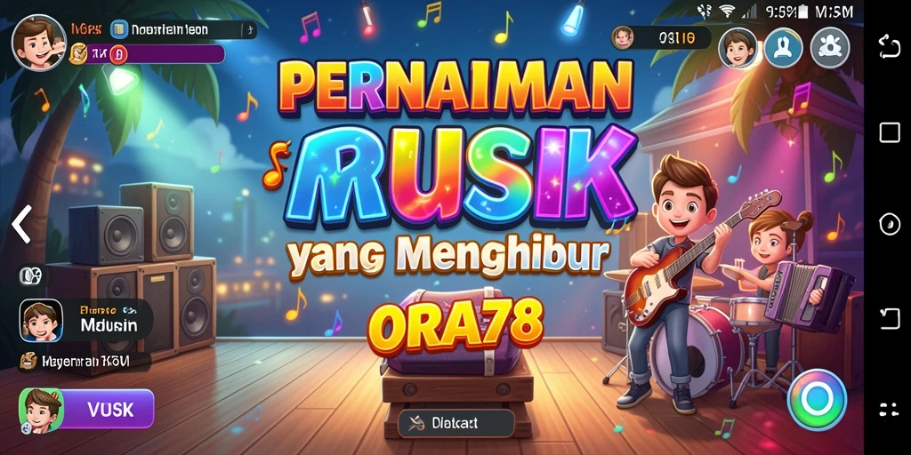 Tangkapan layar gameplay ORA78 yang menampilkan interaksi musik yang seru.