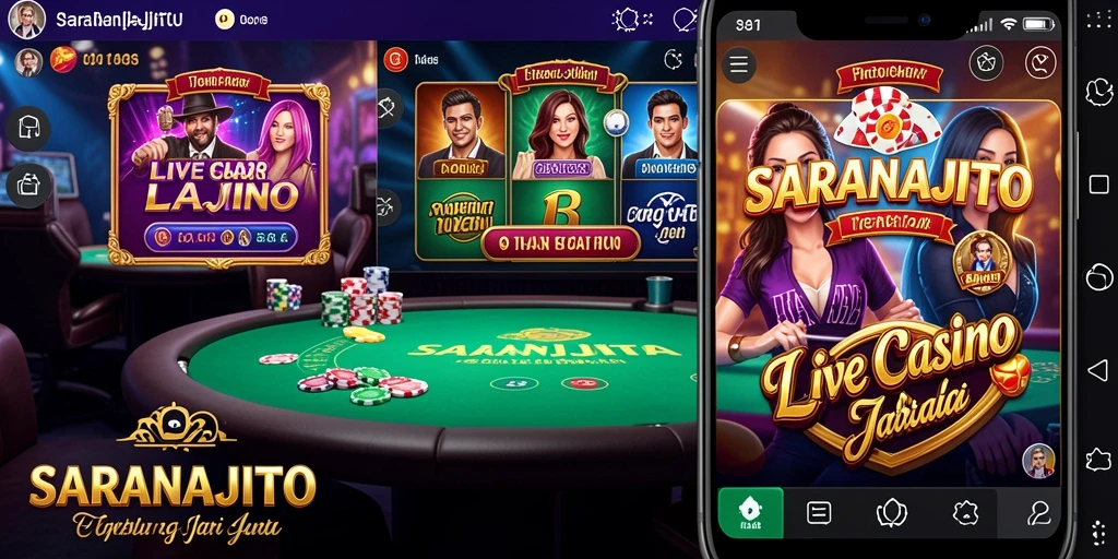 Screenshot menunjukkan dealer langsung dan permainan yang seru dalam SARANAJITU.