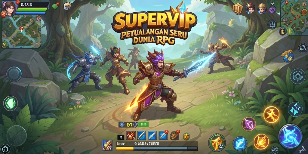 Tampilan screenshot gameplay SUPERVIP yang penuh aksi dan petualangan.