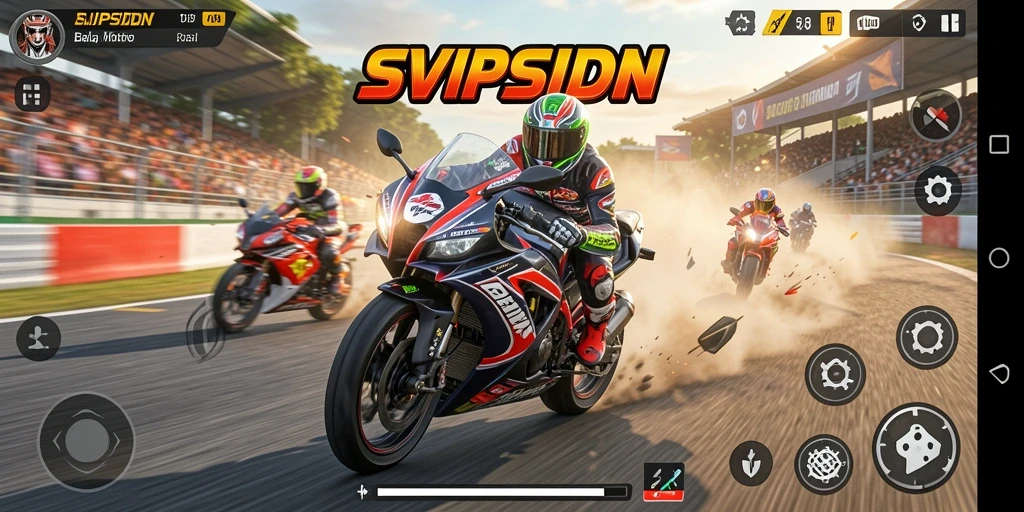 Tampilan balapan seru di SVIPSIDN dengan grafik menawan.